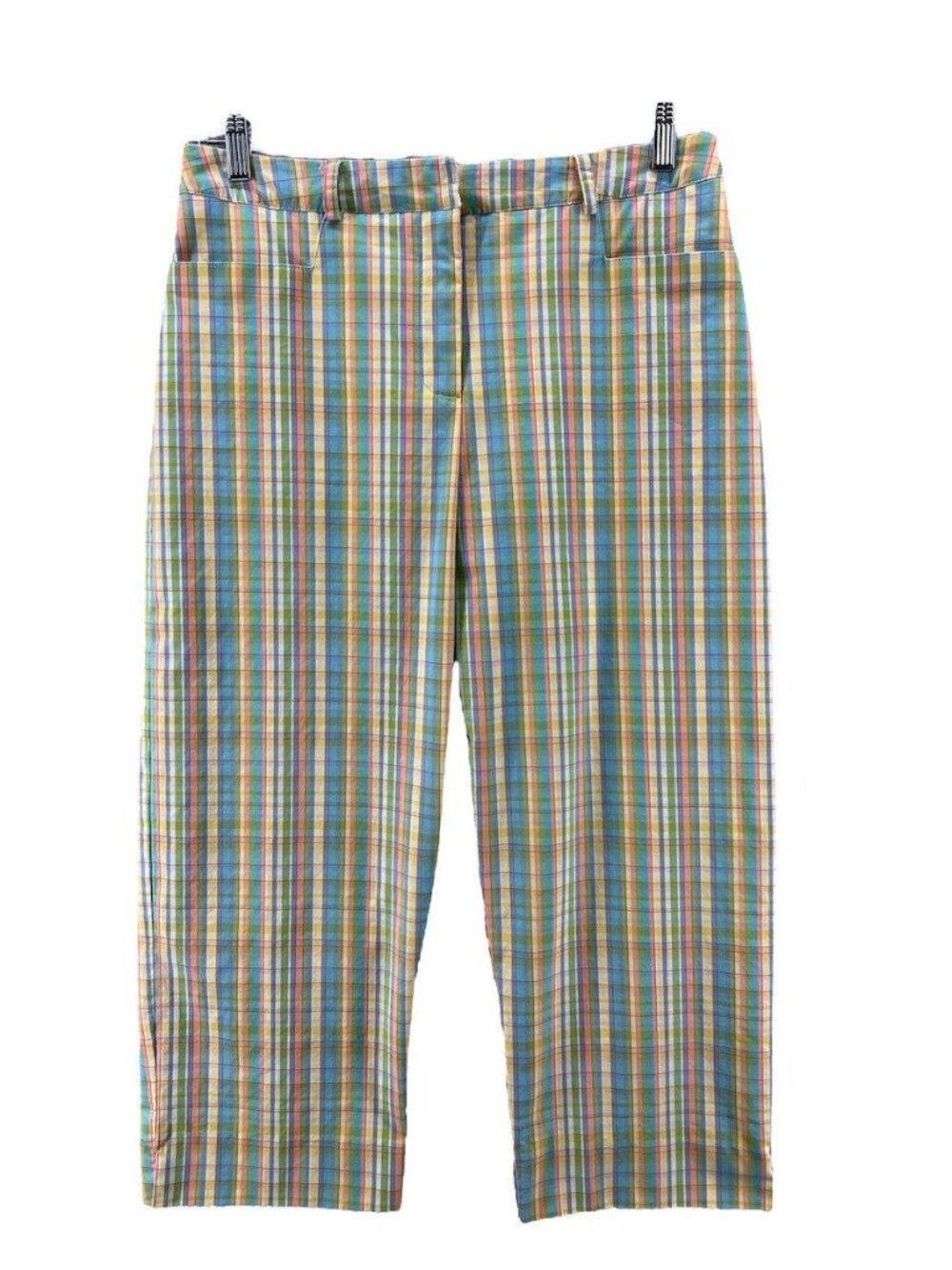 Vintage Tehama Capri Pant Size 10 Nancy Hailey Pastel Plaid 3 Pocket 32 x 23